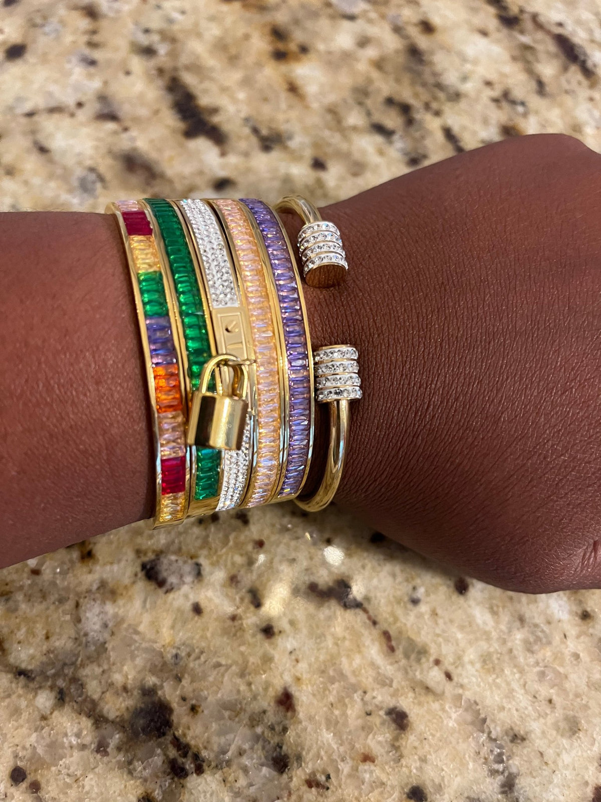 Multi - Color Crystals Bangle Bracelet - Reed House of Jewels
