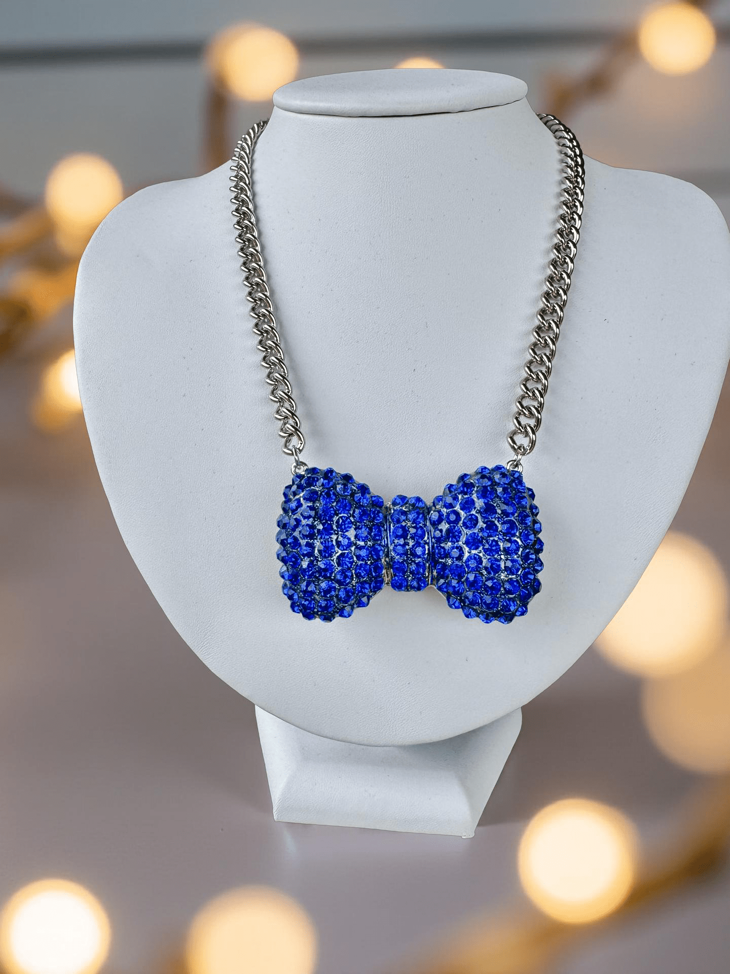Chunky Blue Bow Necklace - Reed House of Jewels