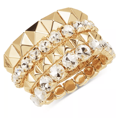 4 - Pc. Set Crystal & Pyramid Studded Stretch Bracelet Stack - Reed House of Jewels