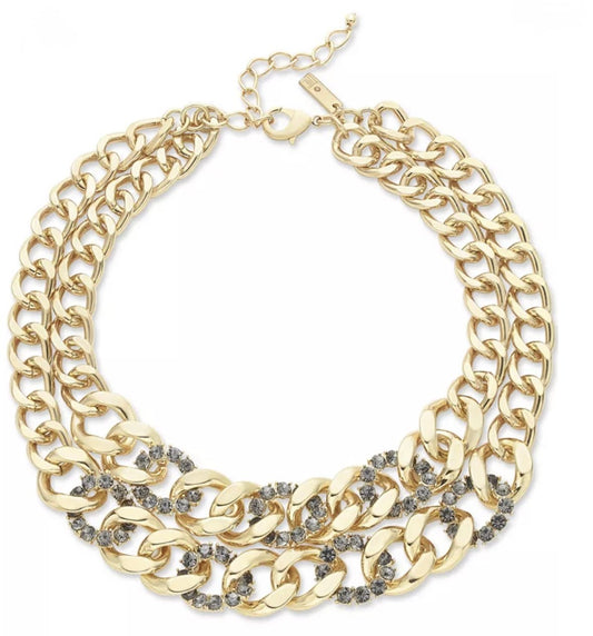 Grey Crystals Layered Chain Necklace - Reed House of Jewels