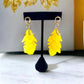 Yellow and Gold Tone Dangle Flower Earrings - Reed House of Jewels