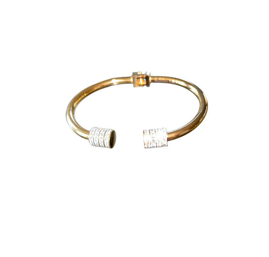 Gold Tone Spring Bangle with Crystals - Reed House of Jewels