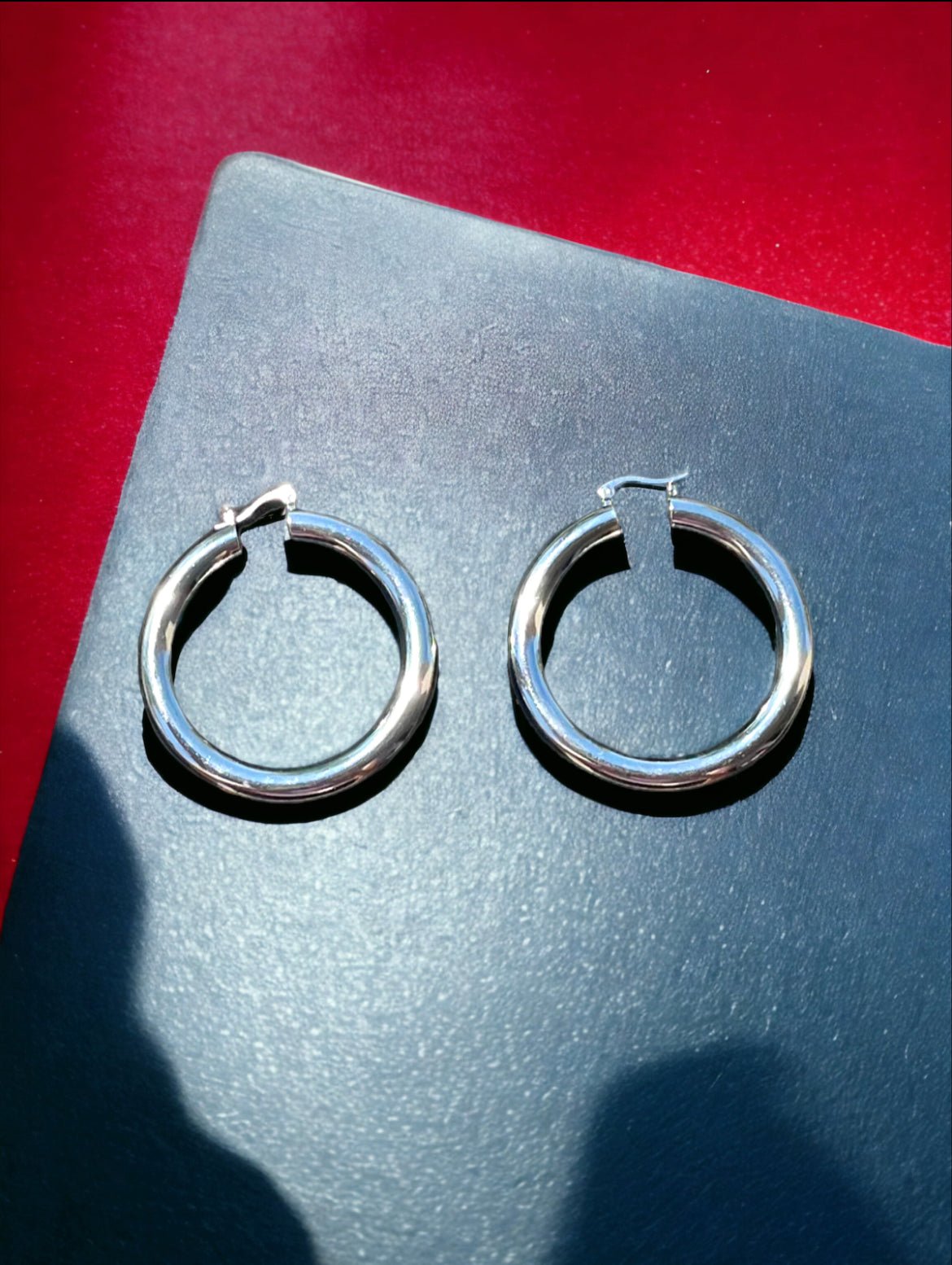 Silver Large Fat Tube Hoop Earrings - Reed House of Jewels