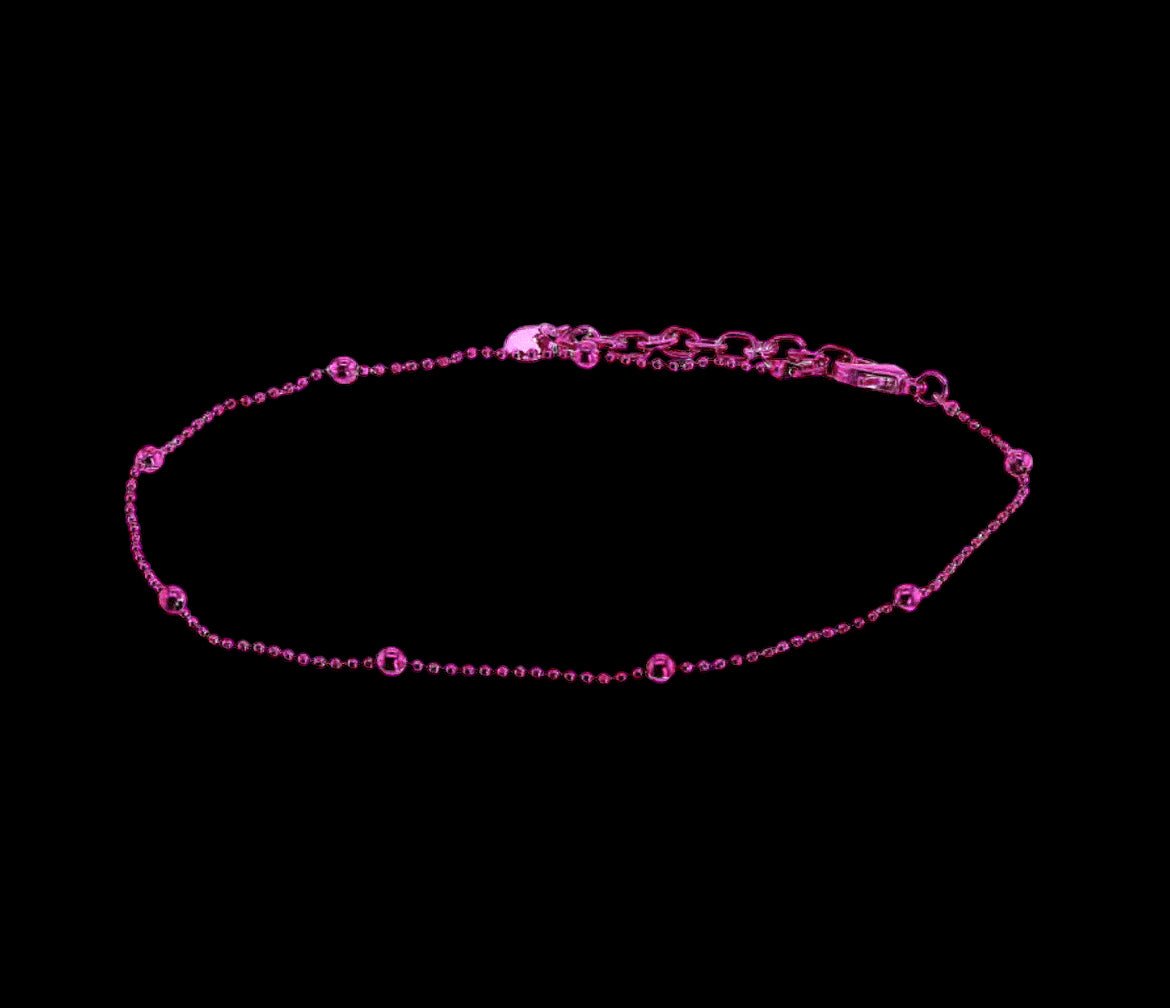 Hot Pink Beaded Anklet - Reed House of Jewels