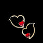 Red Stone Heart Hoops with Crystals Earrings - Reed House of Jewels