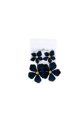 Black/Gold Tone Dangle Flower Blossom Earrings - Reed House of Jewels