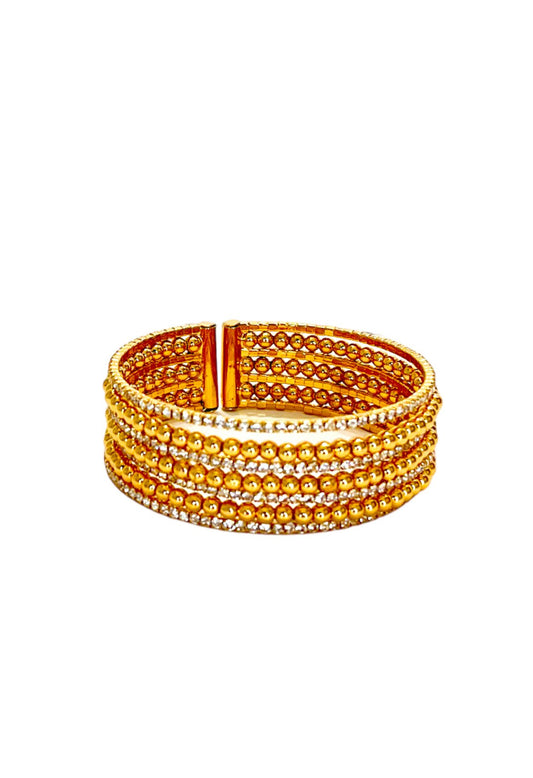 Gold Tone and Crystal 8" Expandable Bracelet - Reed House of Jewels