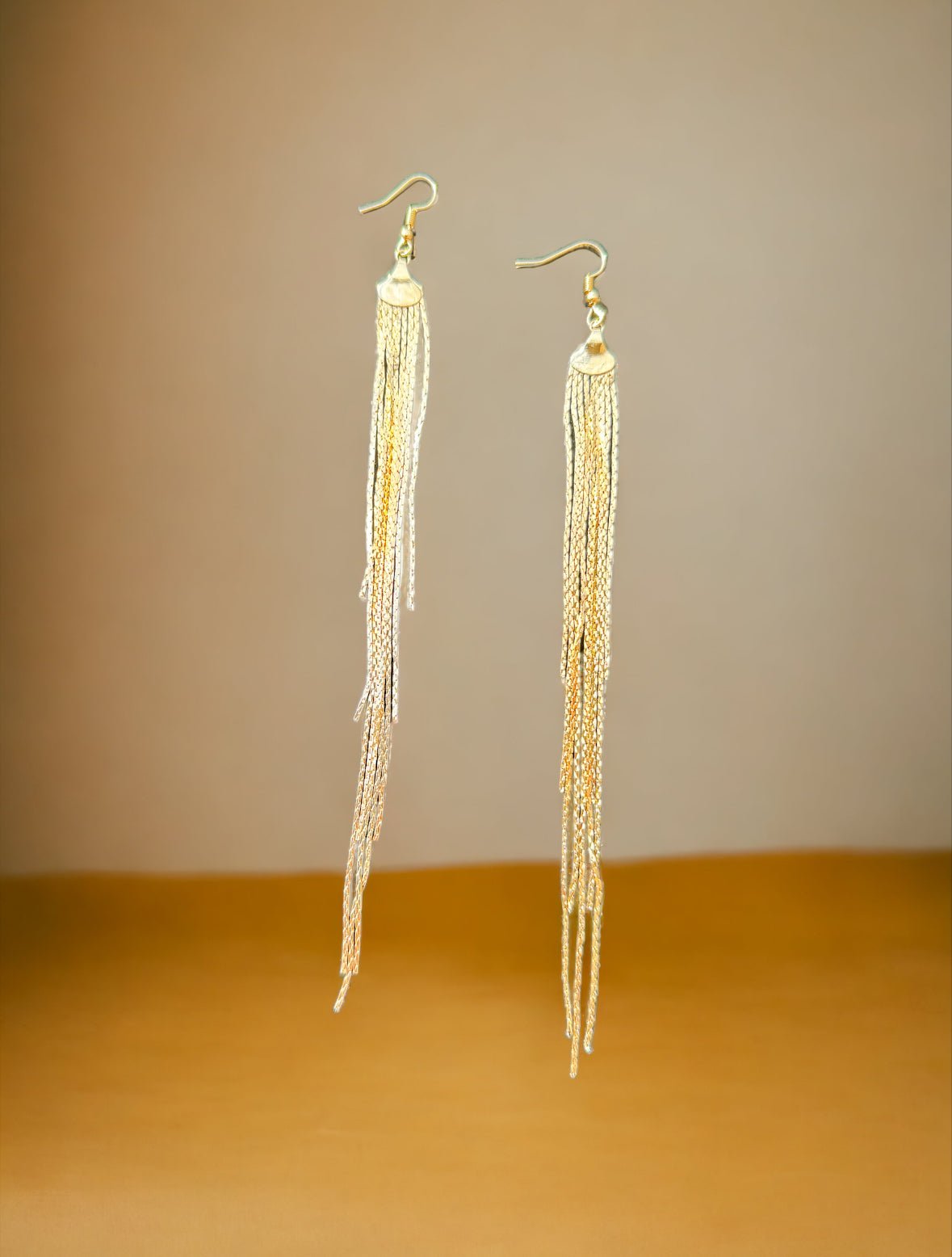 Gold Tone Fringe Linear Drop Earrings - Reed House of Jewels