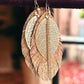 Natural Leaf Cork and Gold Tone Drop Earrings - Reed House of Jewels