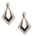 Diamond Two-Tone Rhinestone Detail Drop Earrings