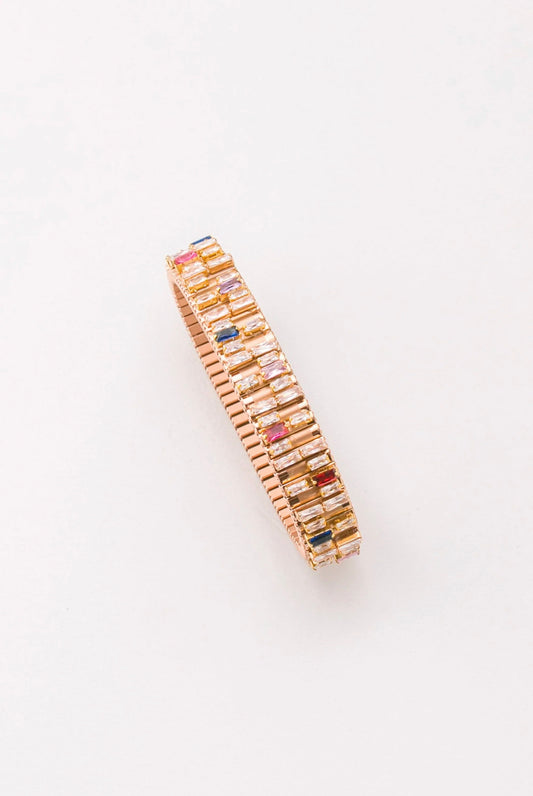 Gold Tone and Stone Stretchy Bracelet - Reed House of Jewels