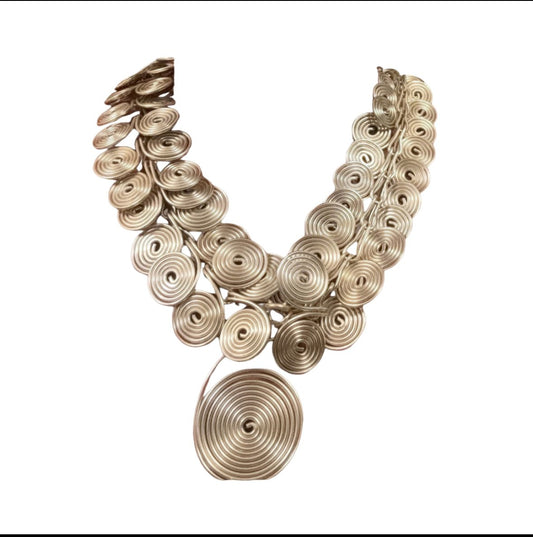 Champagne Silver Disc Link Statement Necklace - Reed House of Jewels