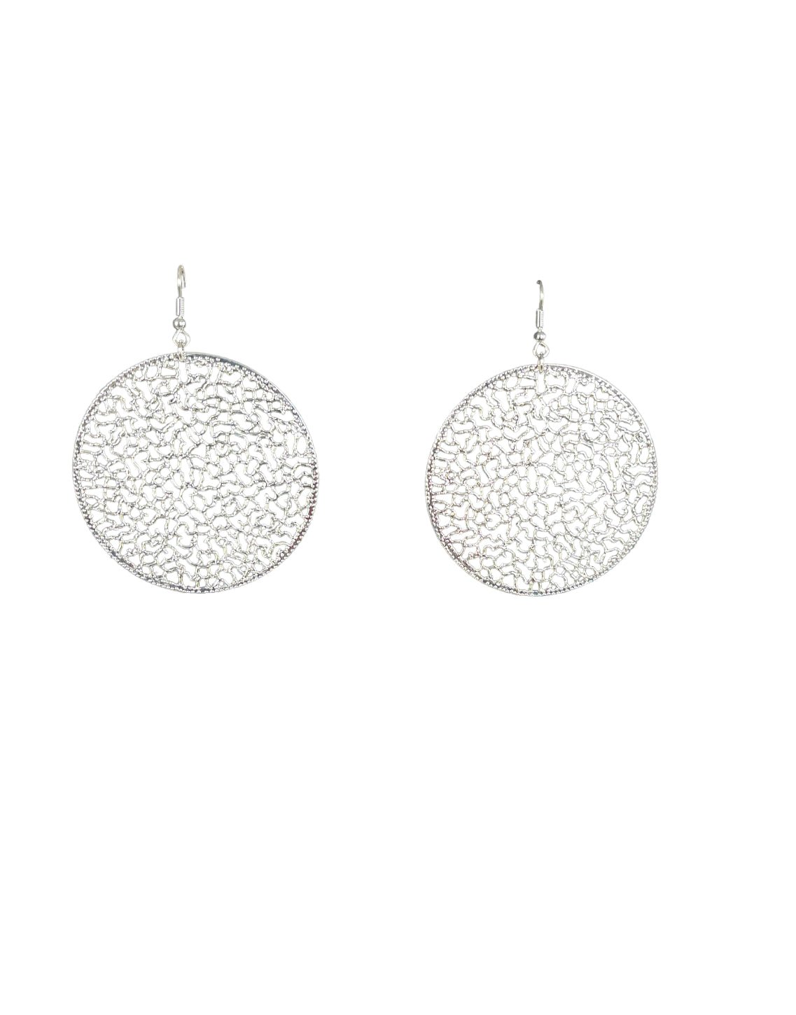 Silver Tone Filigree Disk Earrings - Reed House of Jewels