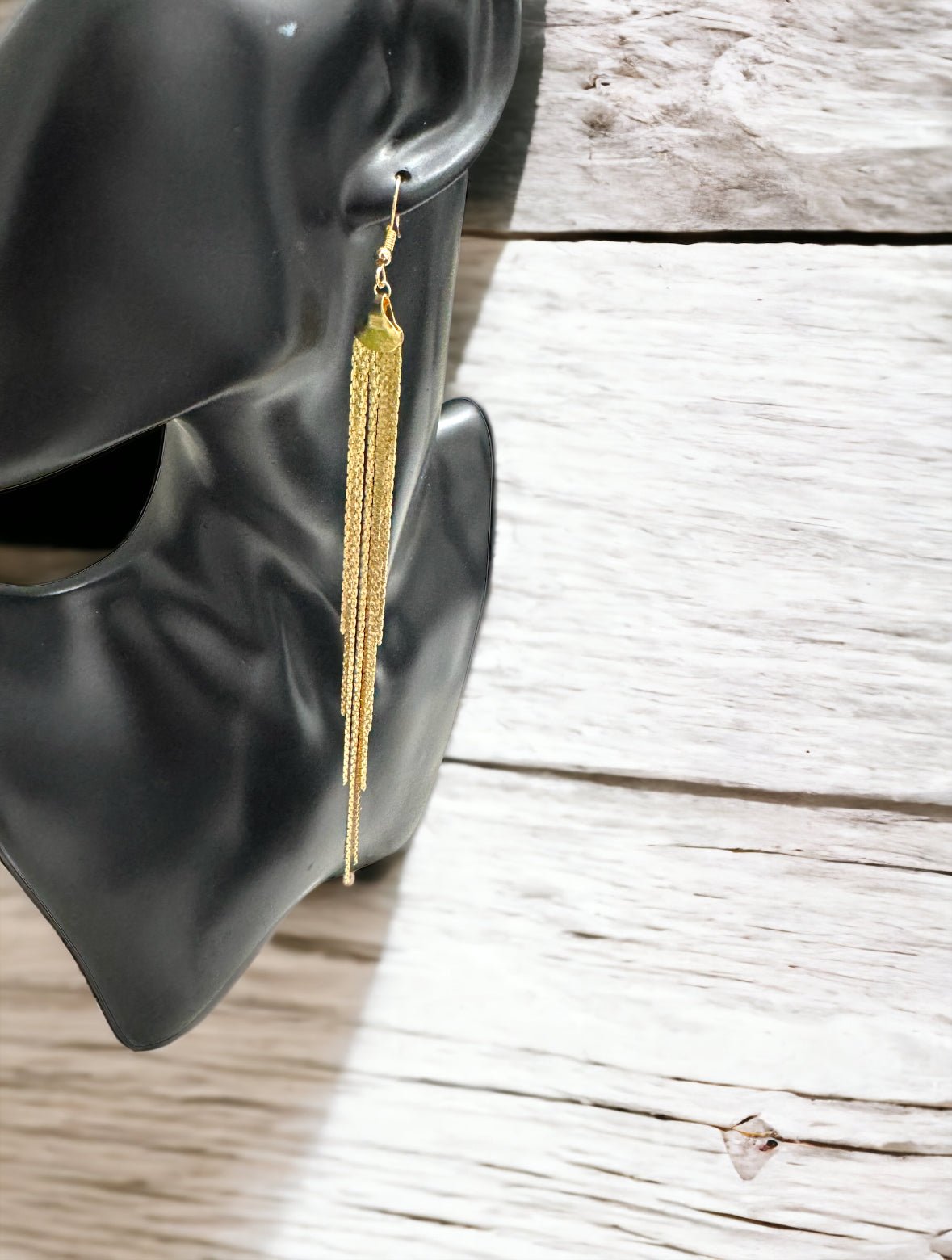 Gold Tone Fringe Linear Drop Earrings - Reed House of Jewels