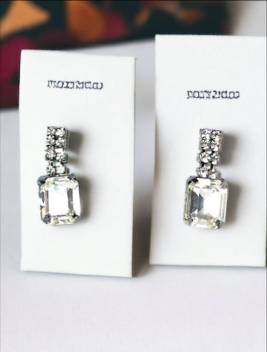 Emerald Cut Crystal Post Earrings - Reed House of Jewels