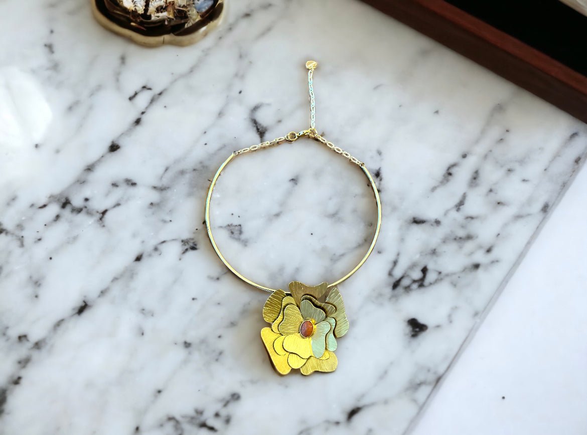 Golden Floral Choker Necklace - Reed House of Jewels