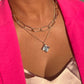 Two Layer Chunky Gold Tone Necklace with Square Stone - Reed House of Jewels