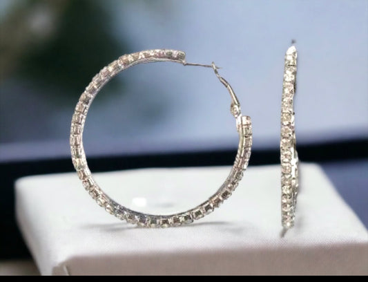 37mm Swarovski Crystal Rhinestone Spring Click - Lock Hoop Earrings - Reed House of Jewels