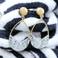 White and Black Faux Snakeskin Paddle Earrings - Reed House of Jewels