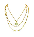 Three Layer Chain Necklace with Crystal Clover Charm - Reed House of Jewels