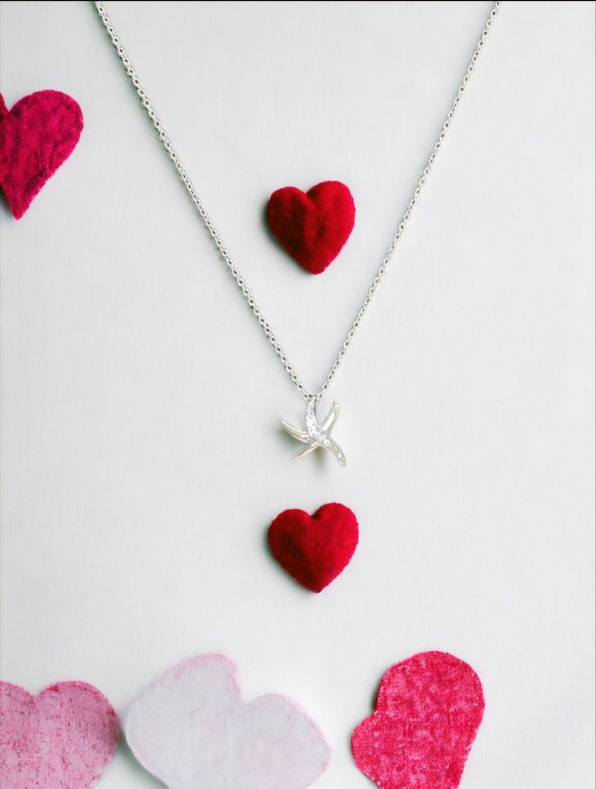 Silver Tone and Crystal Small Starfish Necklace - Reed House of Jewels