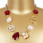 Pearl and Crystal Chunky Gold Tone Necklace - Reed House of Jewels