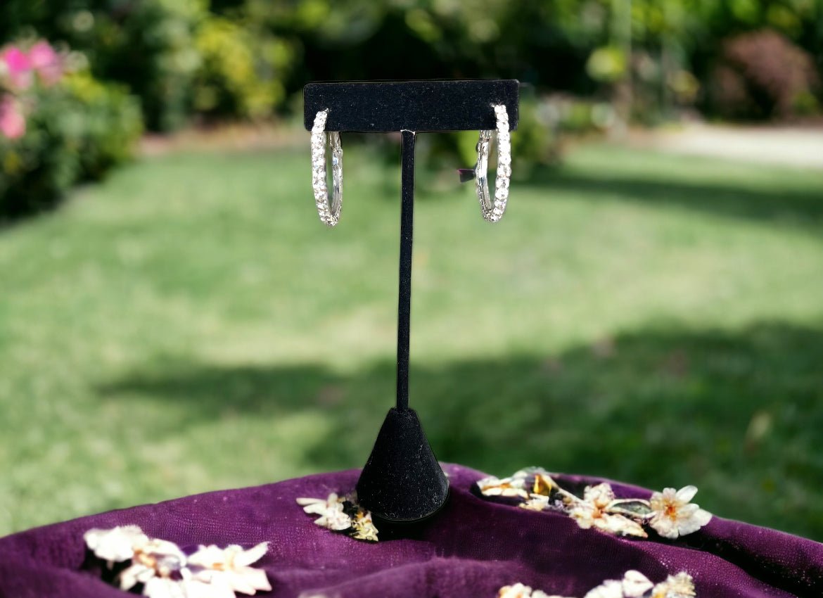 37mm Swarovski Crystal Rhinestone Spring Click - Lock Hoop Earrings - Reed House of Jewels