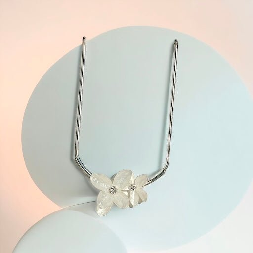 Silver Tone White Floral Necklace - Reed House of Jewels