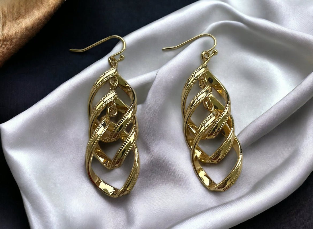 Swirl Drop Gold Tone Earrings - Reed House of Jewels