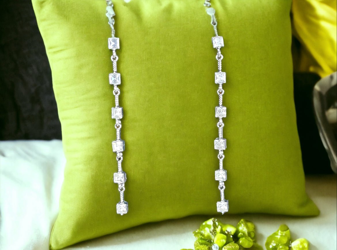 Silver Tone and Cubic Zirconia Dangle Earrings - Reed House of Jewels