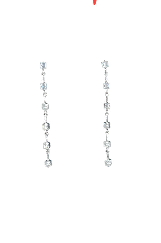 Silver Tone and Cubic Zirconia Dangle Earrings - Reed House of Jewels