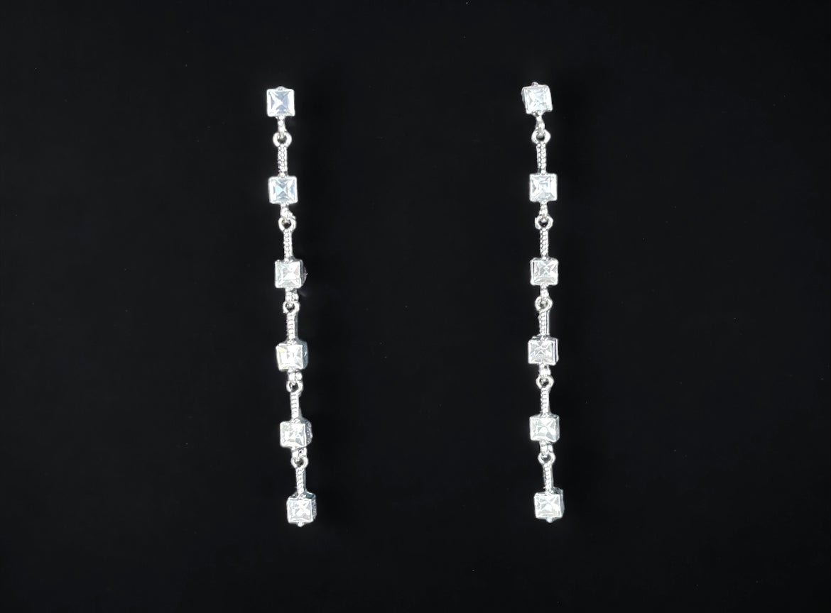 Silver Tone and Cubic Zirconia Dangle Earrings - Reed House of Jewels