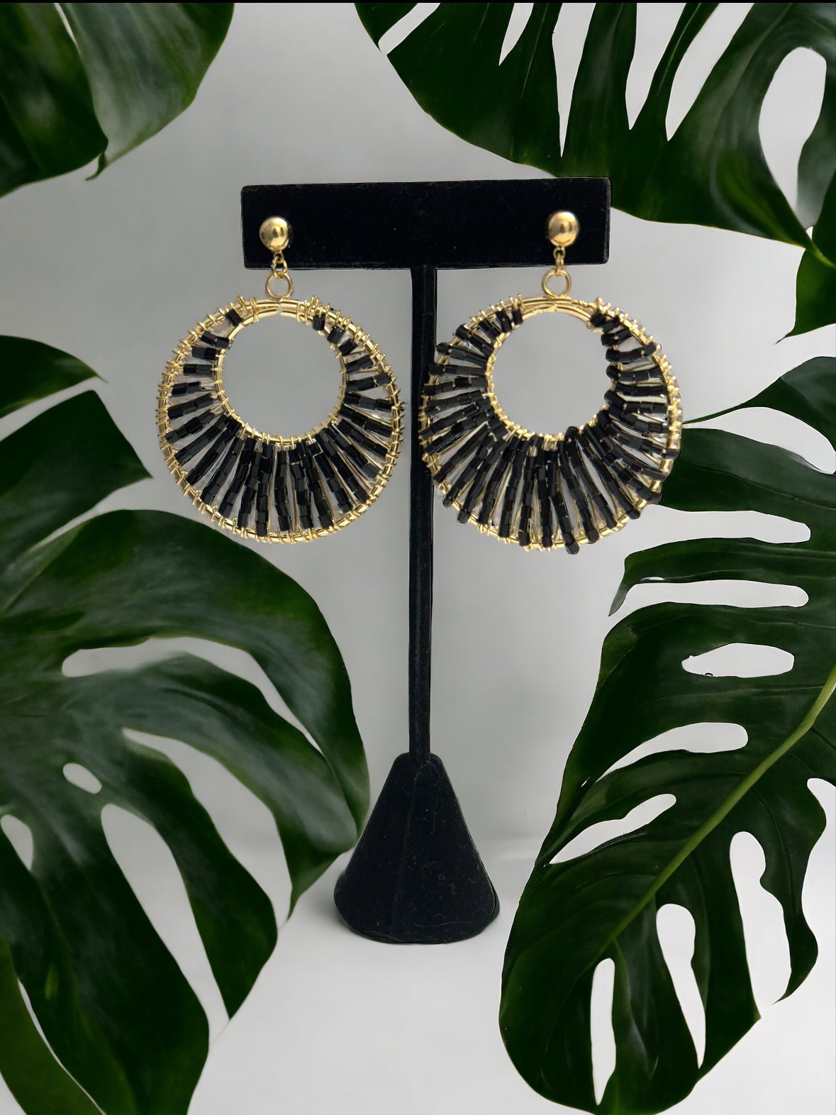 Black Glass Beaded Earrings - Reed House of Jewels