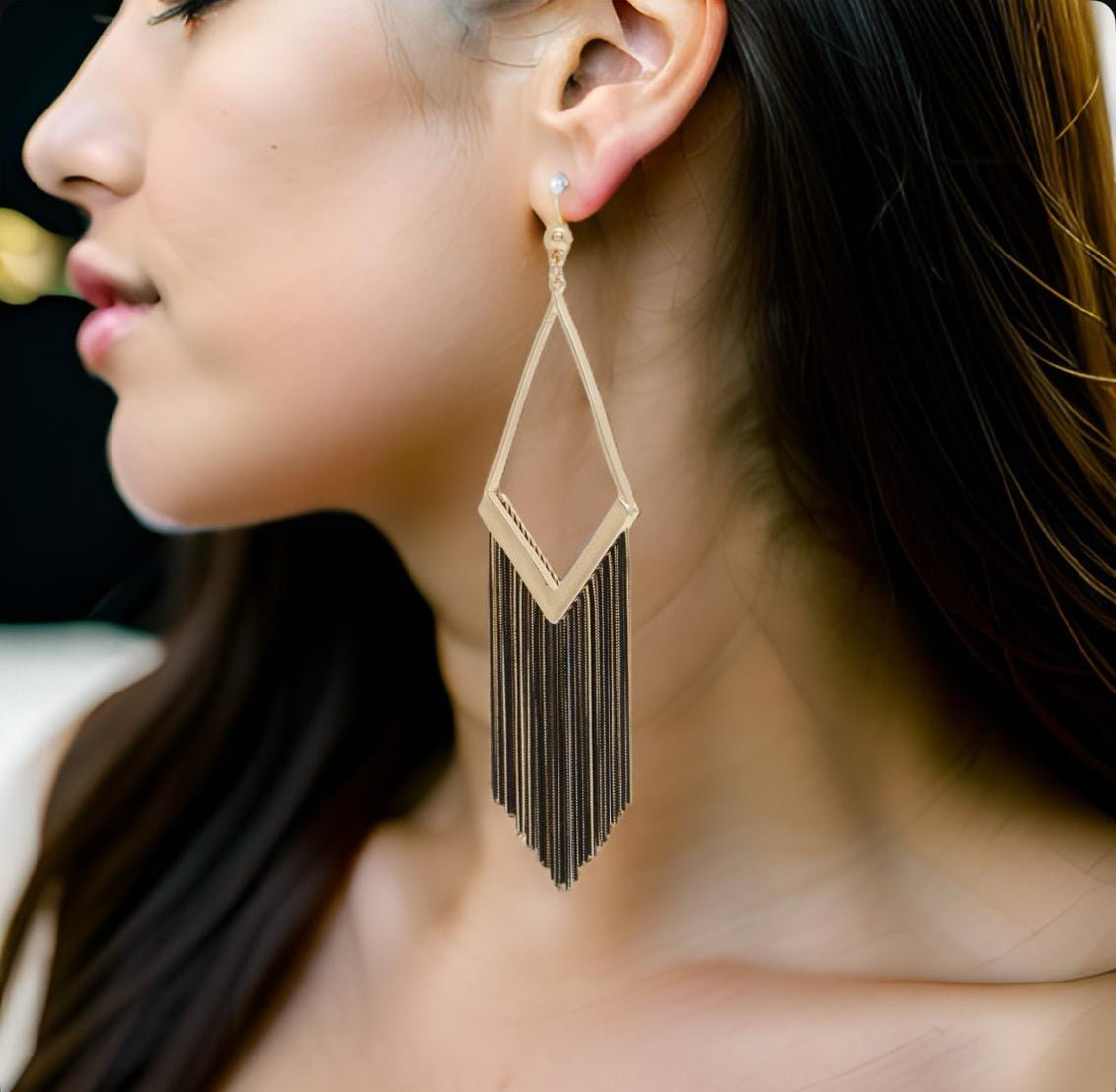 Black and Gold Tassel Earrings - Reed House of Jewels