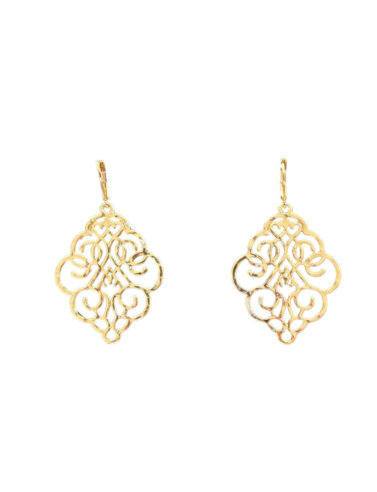 Gold Tone Filigree Pattern Earrings - Reed House of Jewels