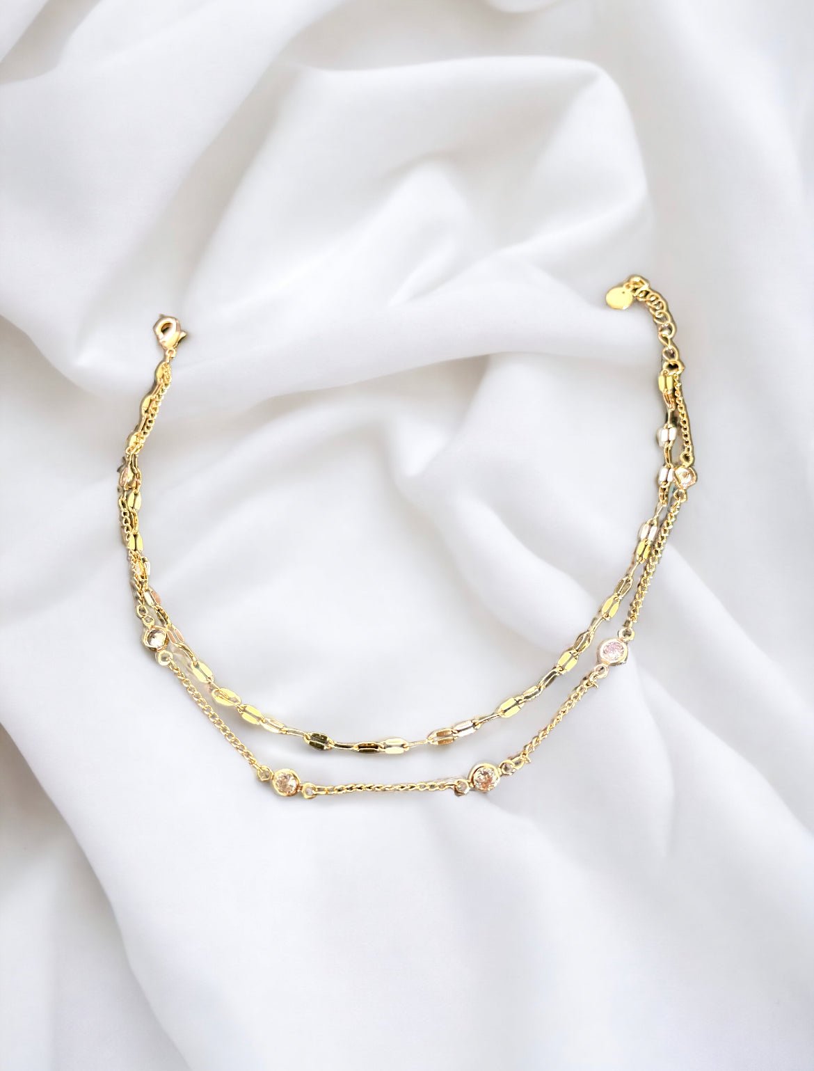 Cubic Zirconia 18K Gold - Plated Anklet - Reed House of Jewels
