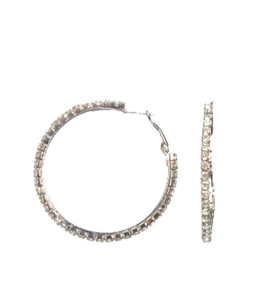 37mm Swarovski Crystal Rhinestone Spring Click - Lock Hoop Earrings - Reed House of Jewels