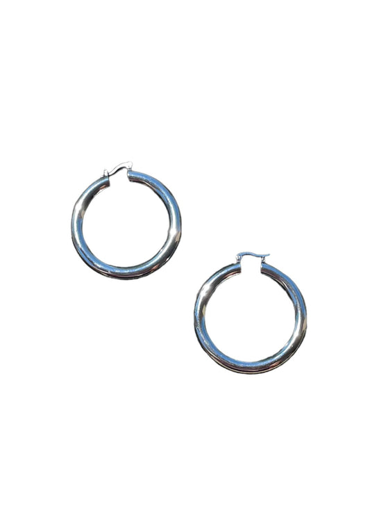 Silver Large Fat Tube Hoop Earrings - Reed House of Jewels