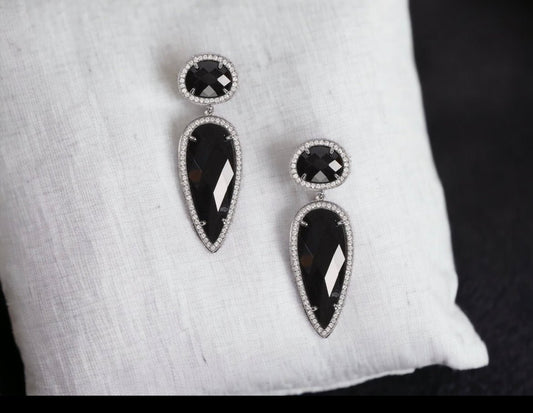 Black and Crystal CZ Asha Earrings - Reed House of Jewels