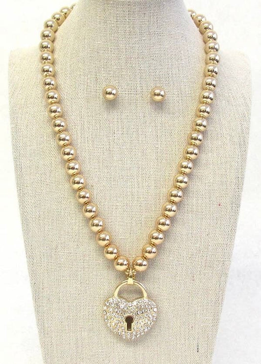 Heart Pendant Ball Necklace - Reed House of Jewels