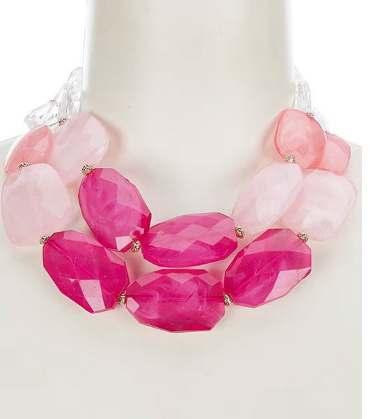 Pink Two Row Slab Statement Necklace - Reed House of Jewels