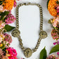 3 Lion Head Cuban curb chain link statement necklace - Reed House of Jewels
