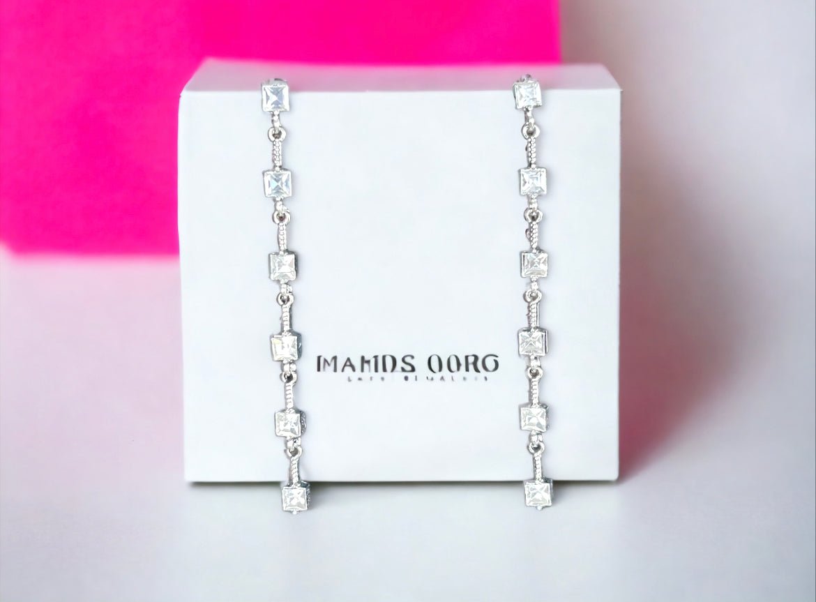 Silver Tone and Cubic Zirconia Dangle Earrings - Reed House of Jewels