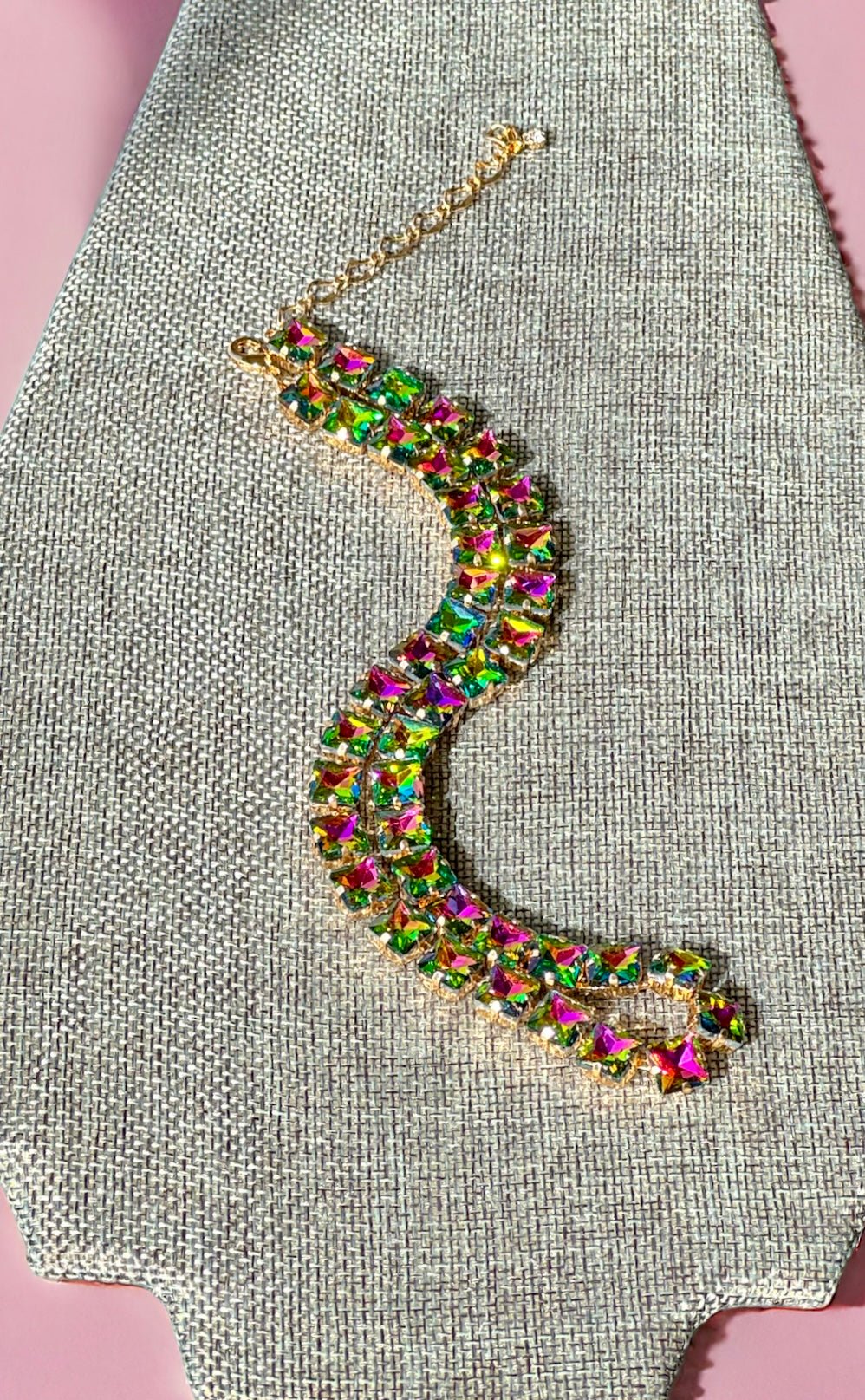 Multi - Colored Stone Gold Tone Collar Necklace - Reed House of Jewels