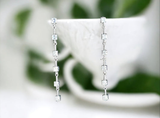 Silver Tone and Cubic Zirconia Dangle Earrings - Reed House of Jewels