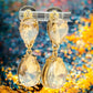 Gold Tone and Light Topaz Crystal Double Teardrop Post Earrings - Reed House of Jewels
