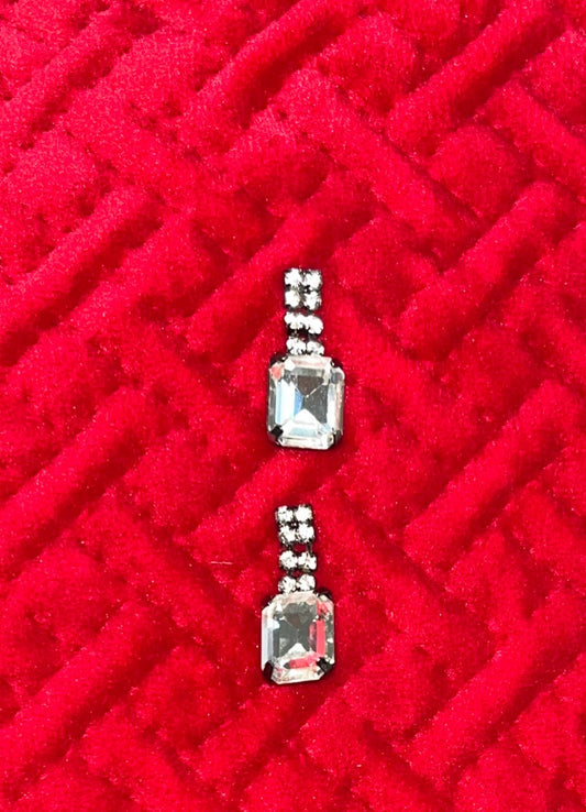 Silver Tone and Crystal Dangle Stud Earrings - Reed House of Jewels