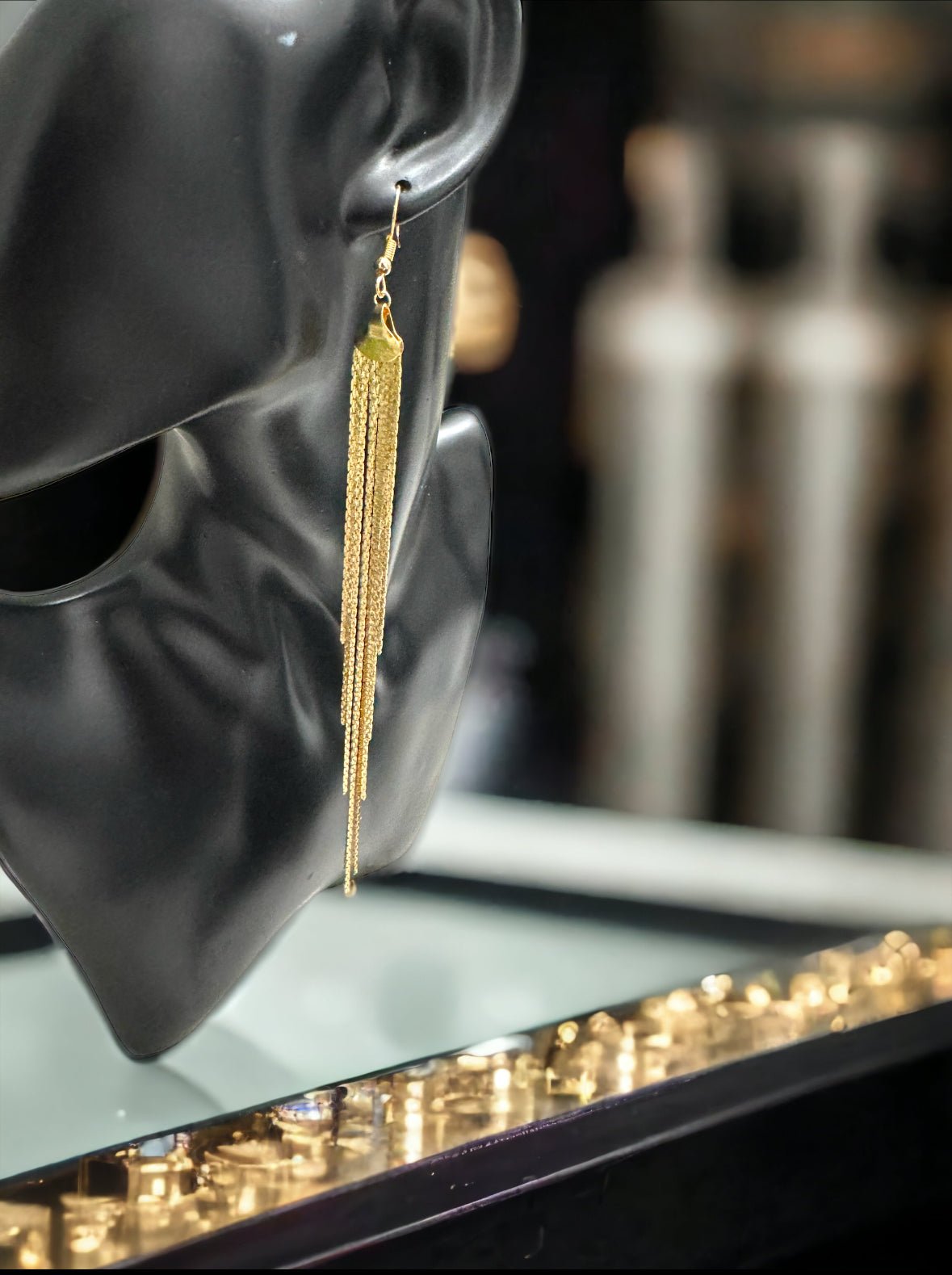 Gold Tone Fringe Linear Drop Earrings - Reed House of Jewels