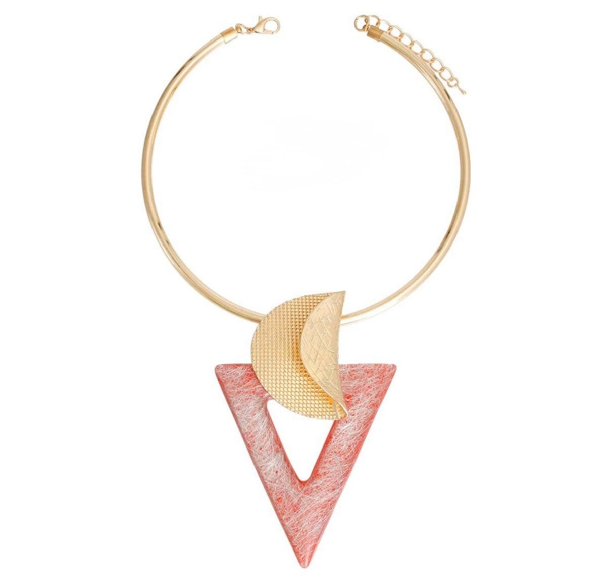 Orange Triangle Folded Circle Statement Necklace - Reed House of Jewels
