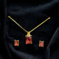 Cubic Zirconia 14K Gold Over Brass Rectangular 2 - pc Jewelry Set - Reed House of Jewels